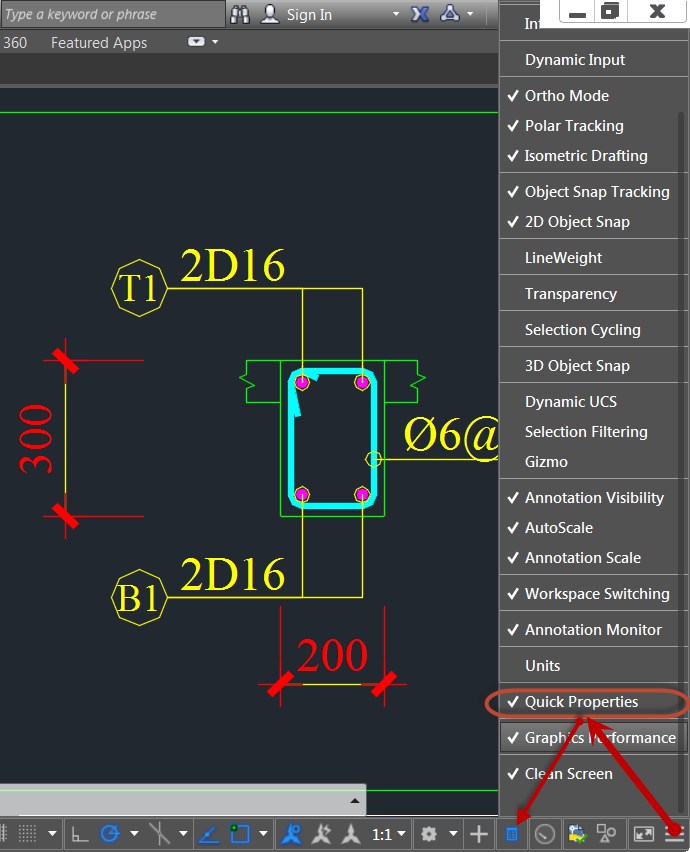 Bật tắt Quick Properties ,Tính năng của Quick Properties trong Autocad 2015